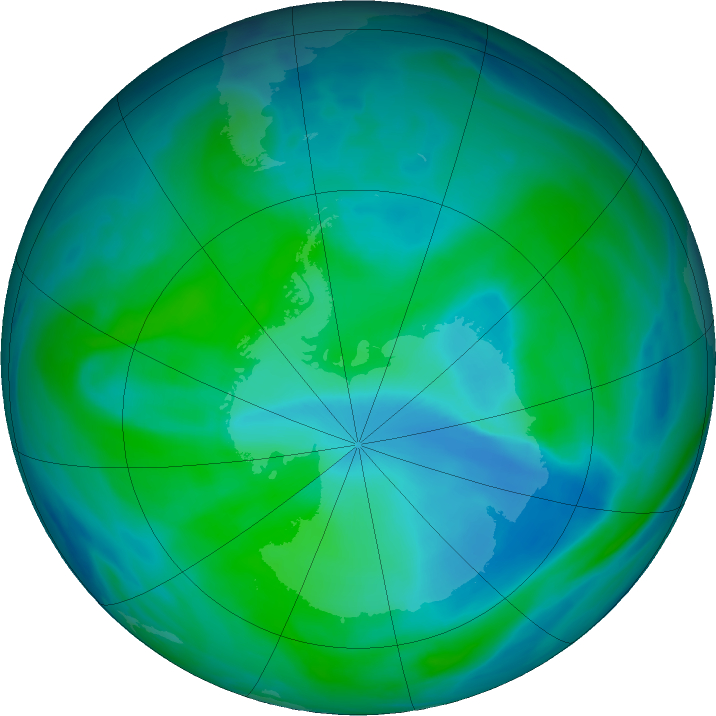 Antarctic ozone map for 22 December 2022